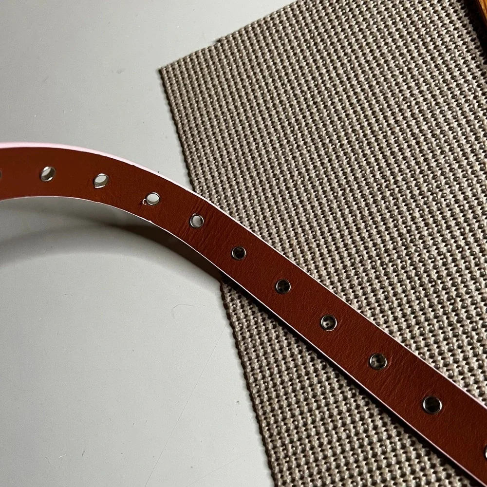 Pink Heart Buckle Belt Silver Heart Grommets Y2K Coquette Faux Leather 40 Inch